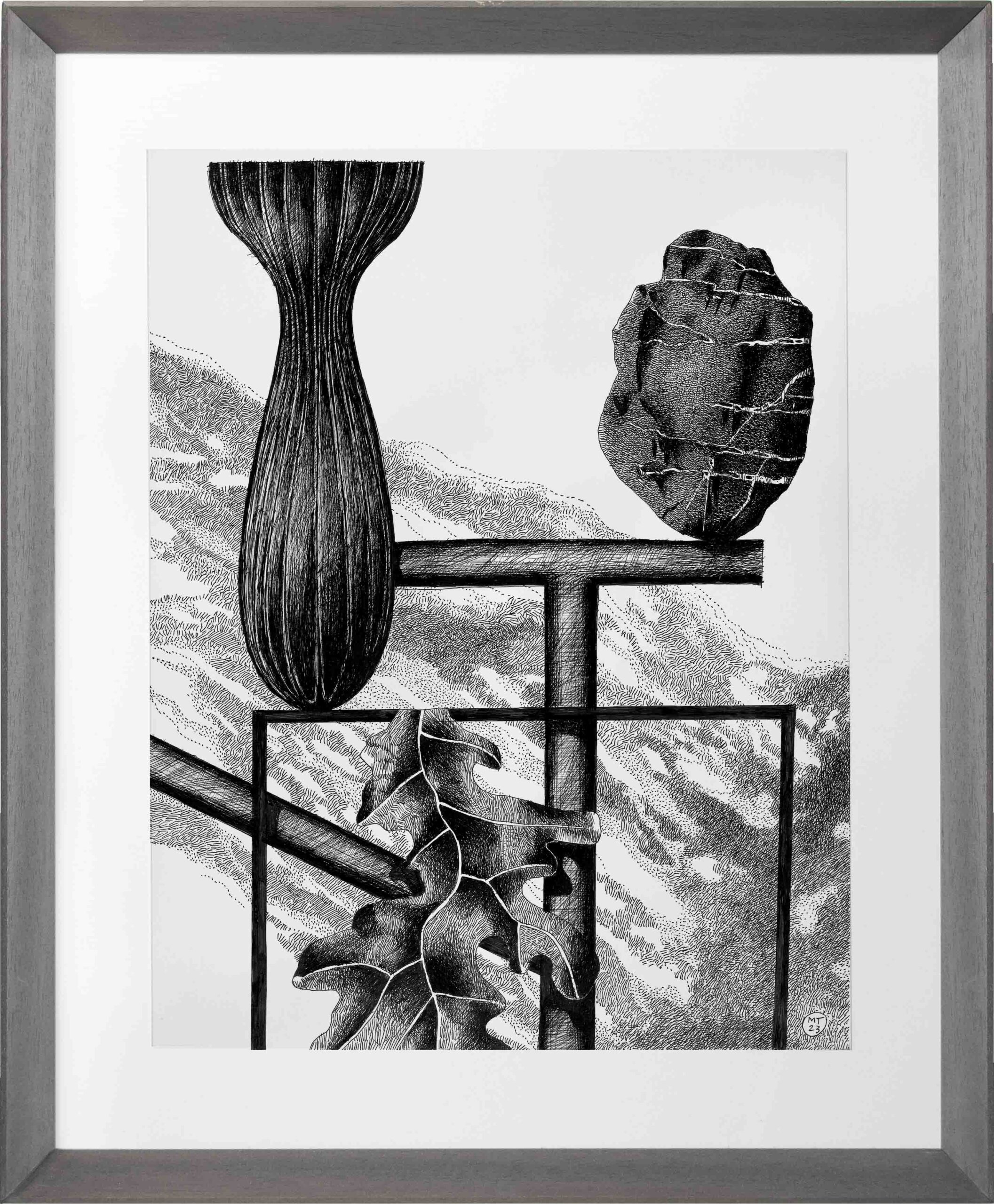 Drawings-Barricade 10-Mario-Trimarchi-Design-Framed-cornice-grey-ink on paper