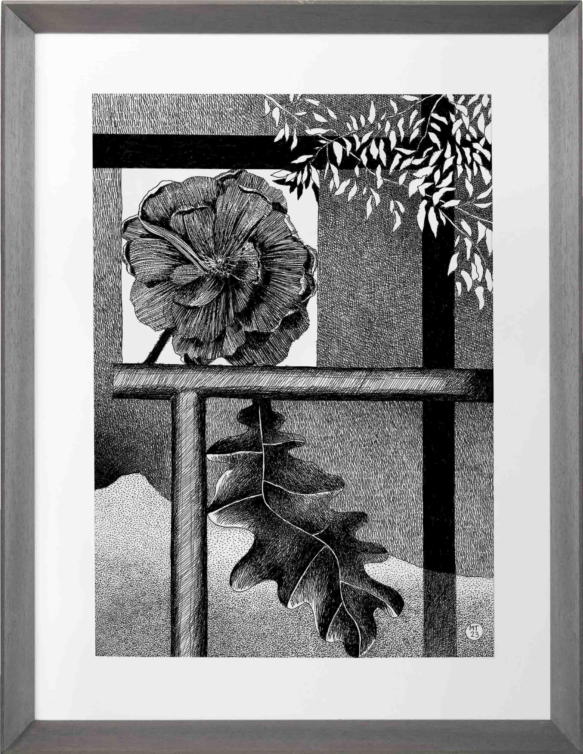 Drawings-Barricade 12-Mario-Trimarchi-Design-Framed-cornice-grey-black-ink on paper