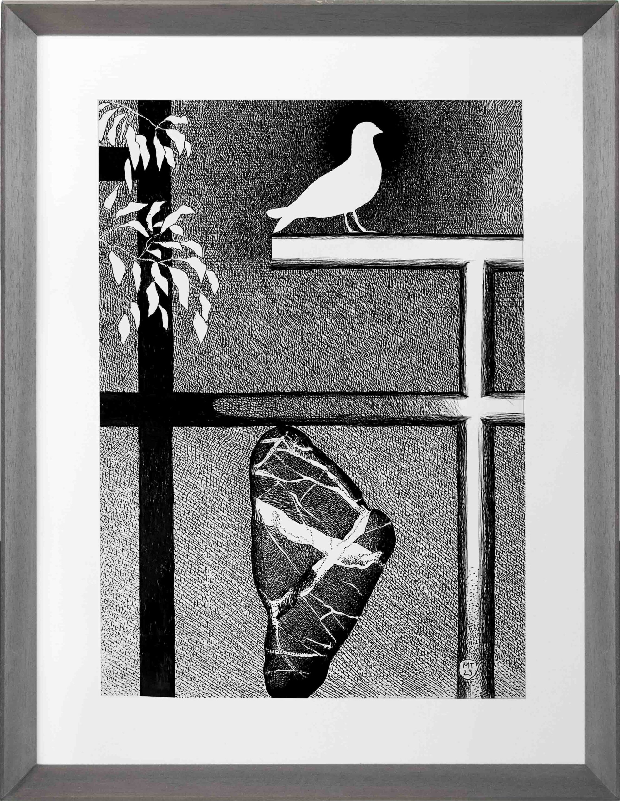 Drawings-Barricade 13-Mario-Trimarchi-Design-Framed-cornice-grey-ink on paper