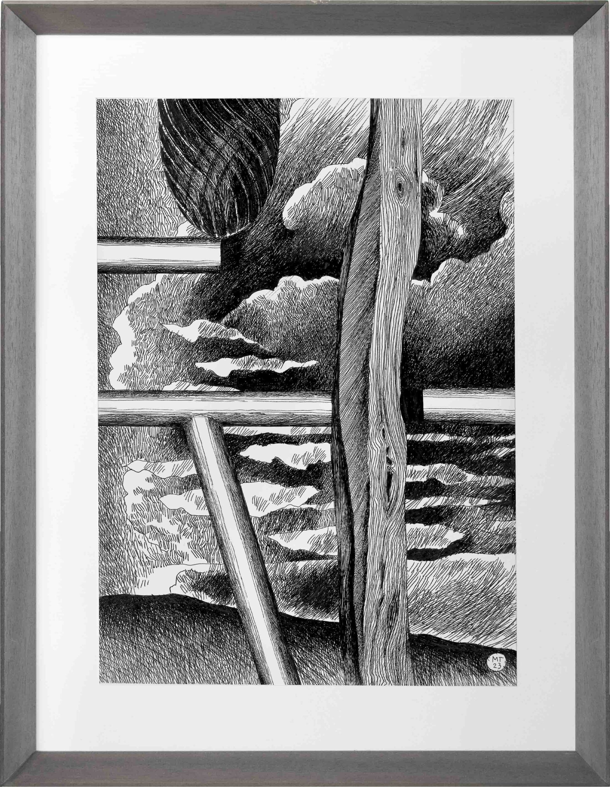 Drawings-Barricade 14-Mario-Trimarchi-Design-Framed-cornice-grey-ink on paper