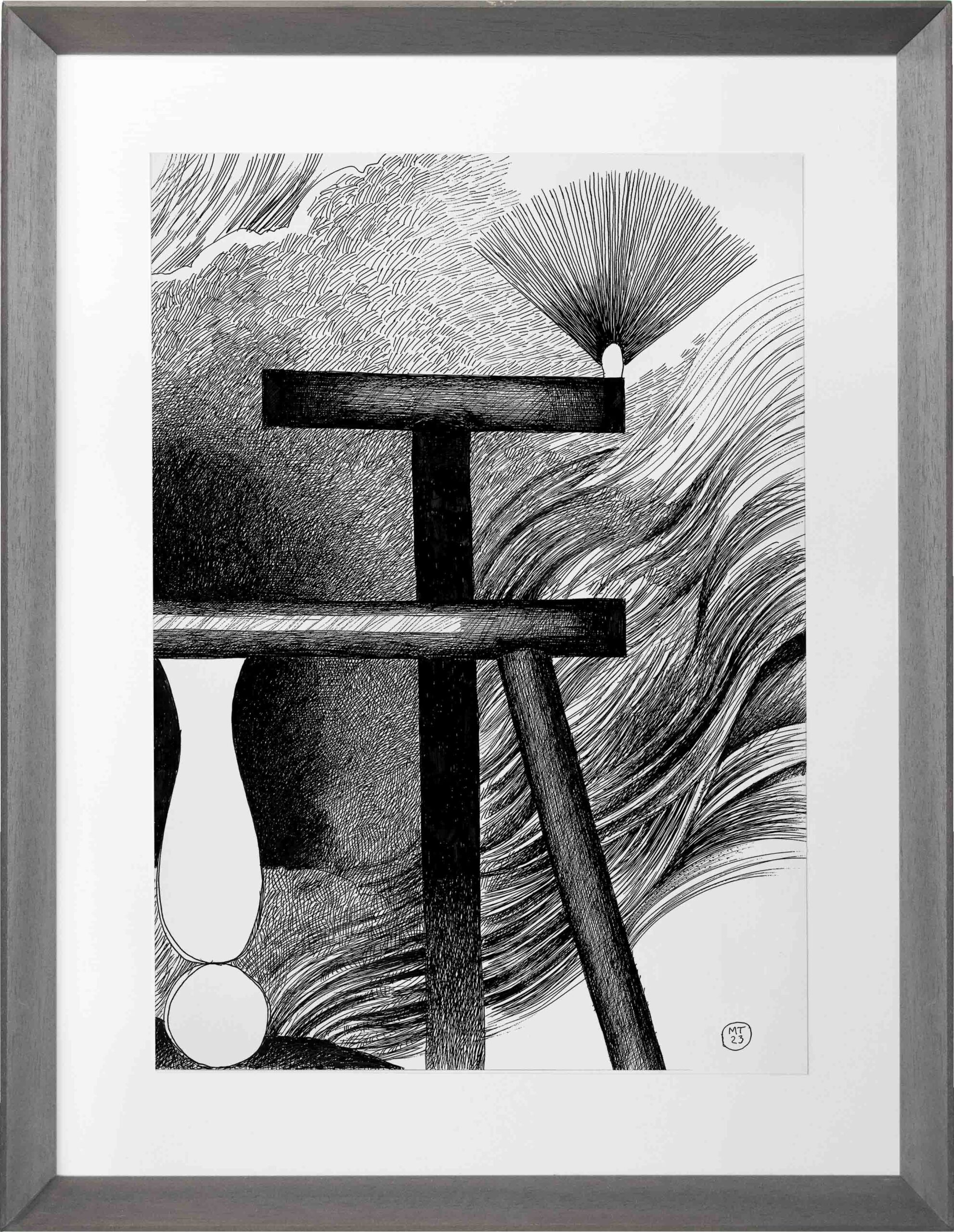 Drawings-Barricade 15-Mario-Trimarchi-Design-Framed-cornice-grey-ink on paper