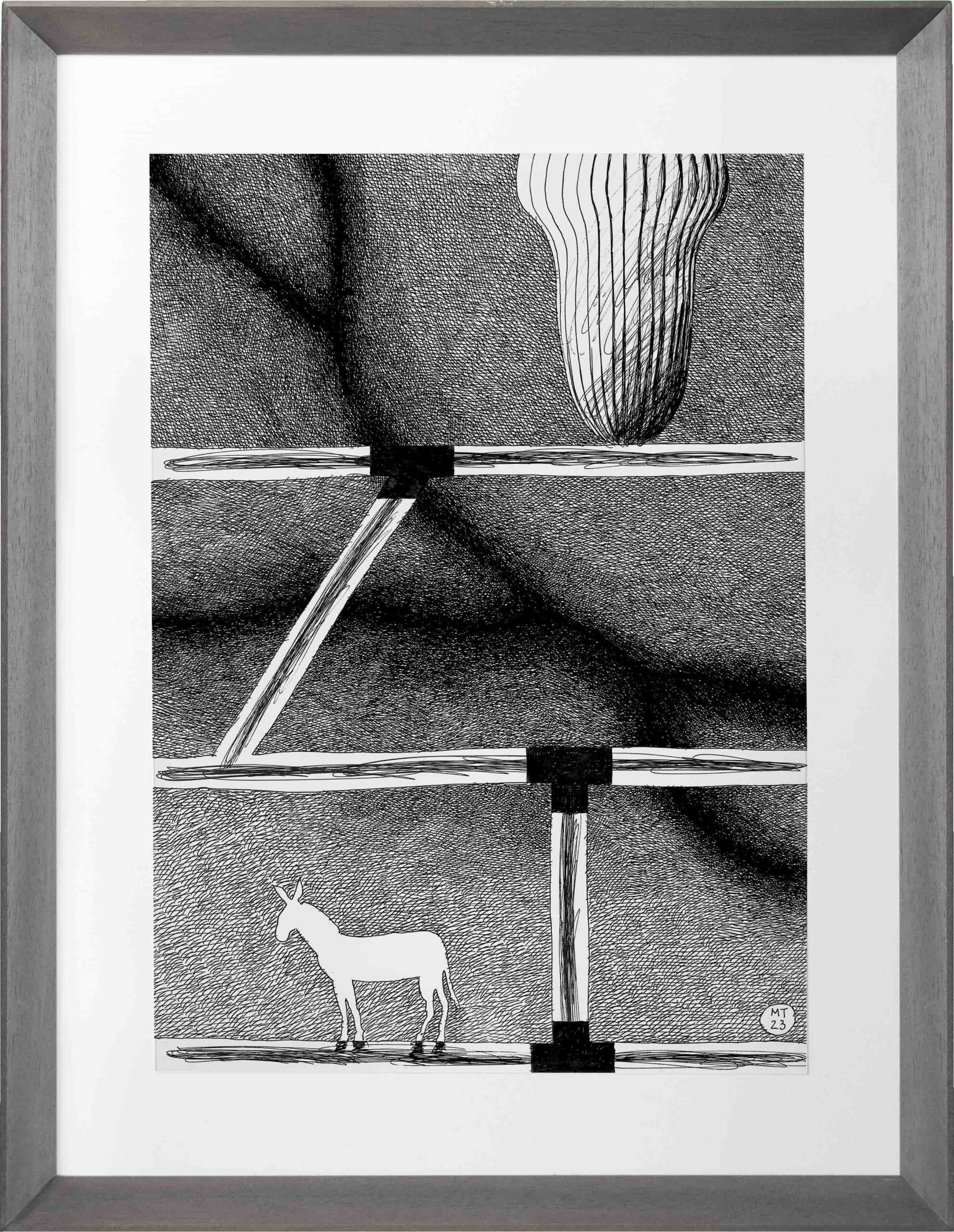 Drawings-Barricade 16-Mario-Trimarchi-Design-Framed-cornice-grey-ink on paper