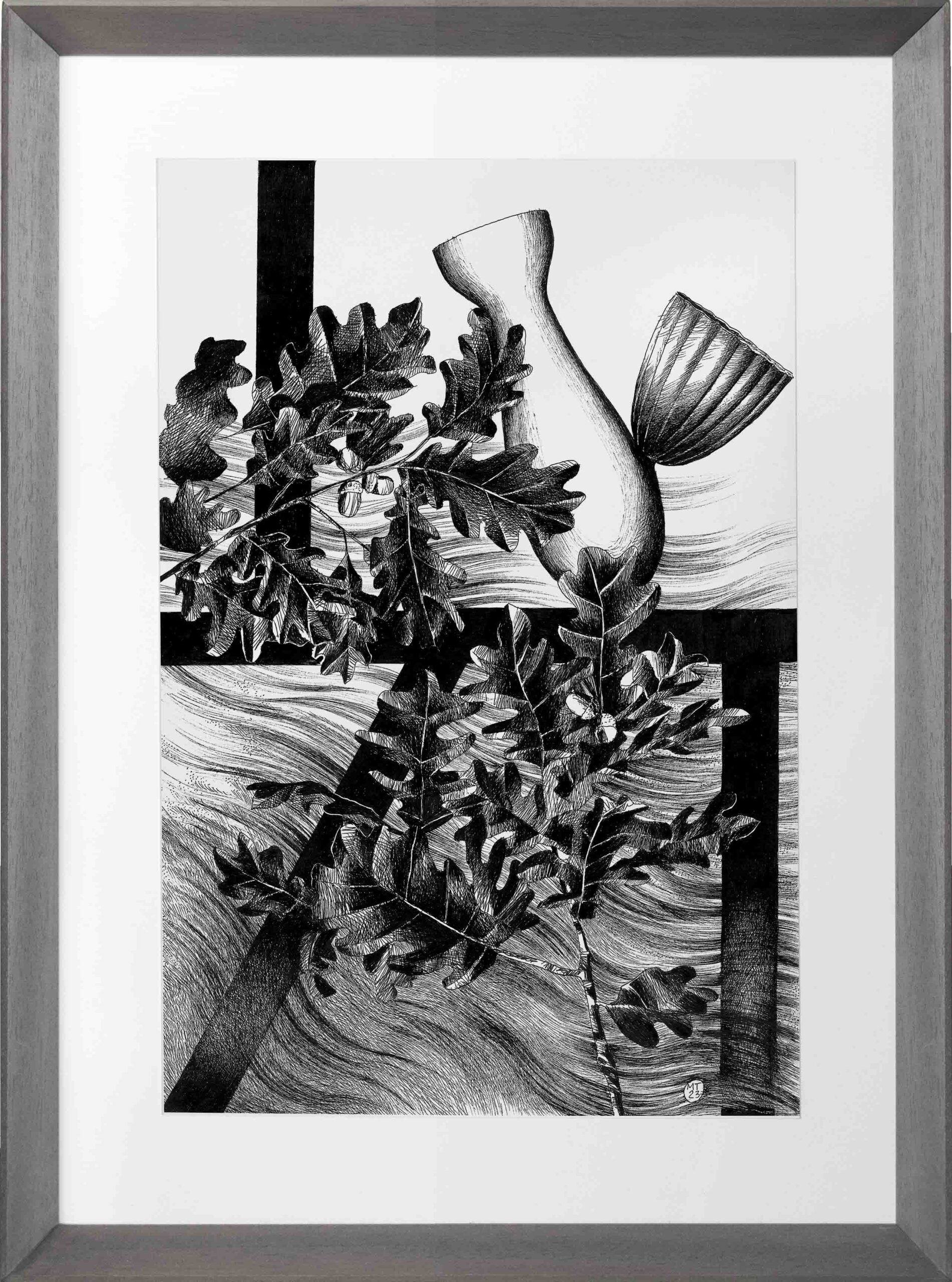 Drawings-Barricade 19-Mario-Trimarchi-Design-Framed-cornice-grey-ink on paper