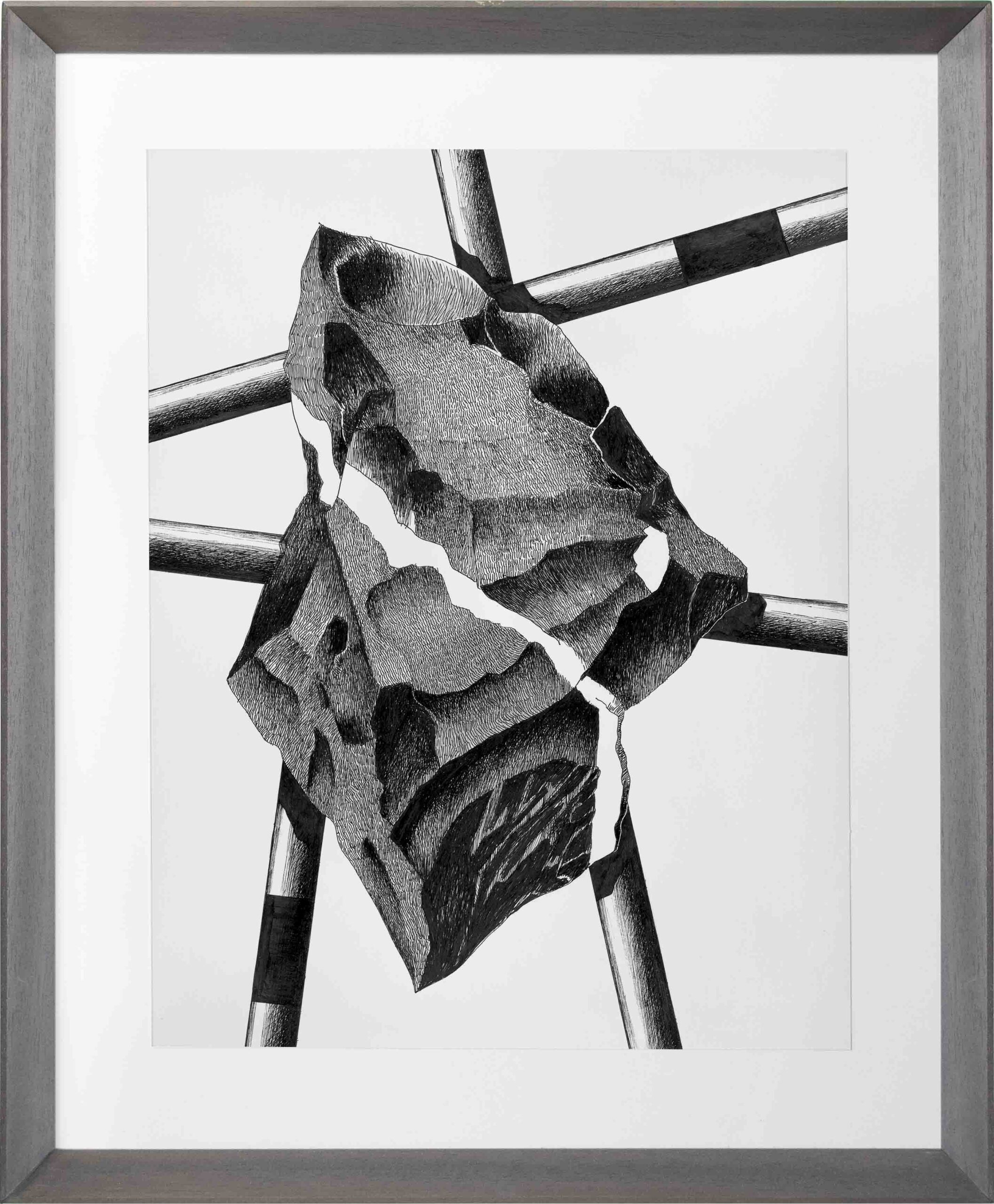Drawings-Barricade 2-Mario-Trimarchi-Design-Framed-cornice-grey-ink on paper
