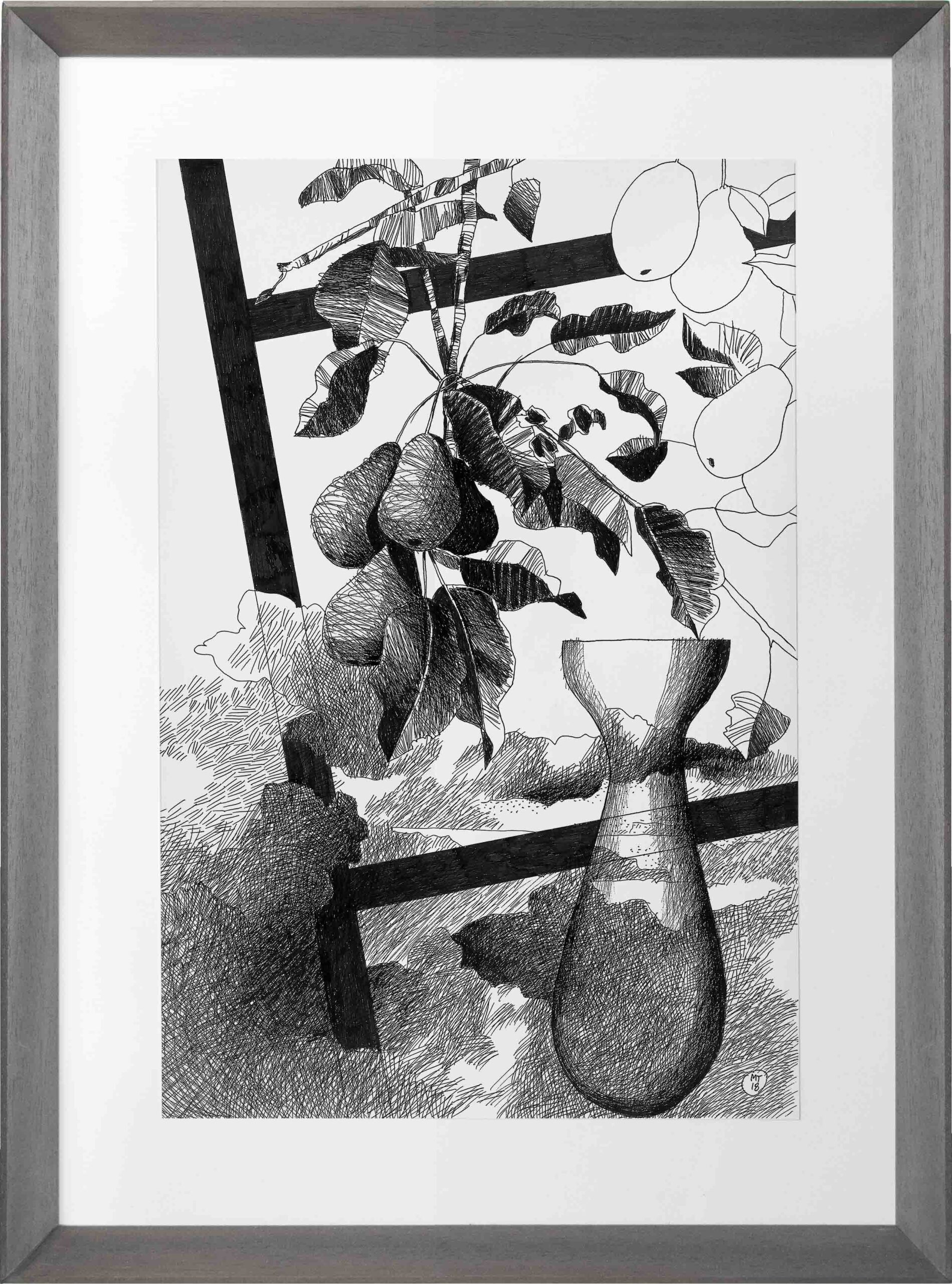 Drawings-Barricade 4-Mario-Trimarchi-Design-Framed-cornice-grey-ink on paper