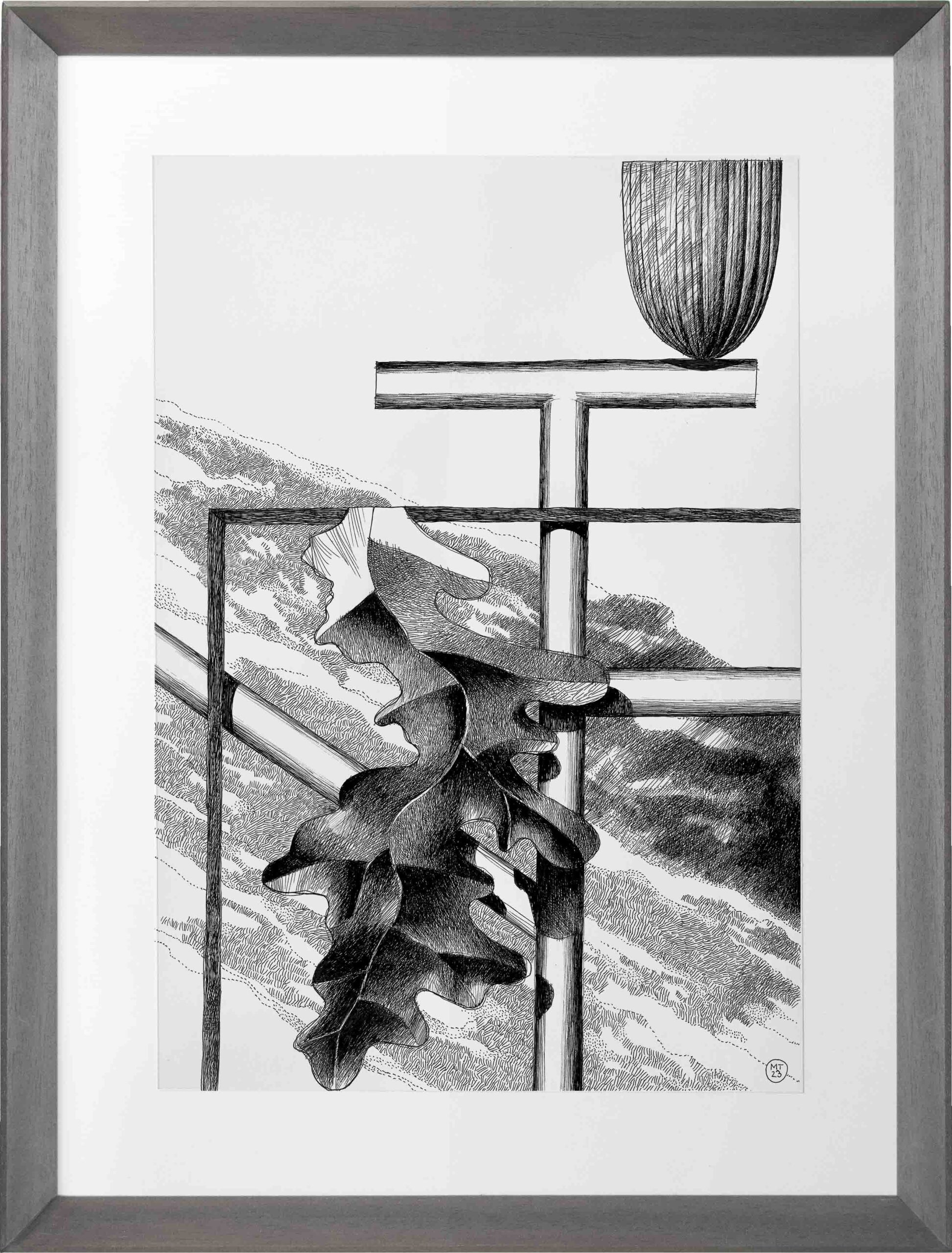 Drawings-Barricade 5-Mario-Trimarchi-Design-Framed-cornice-grey-ink on paper