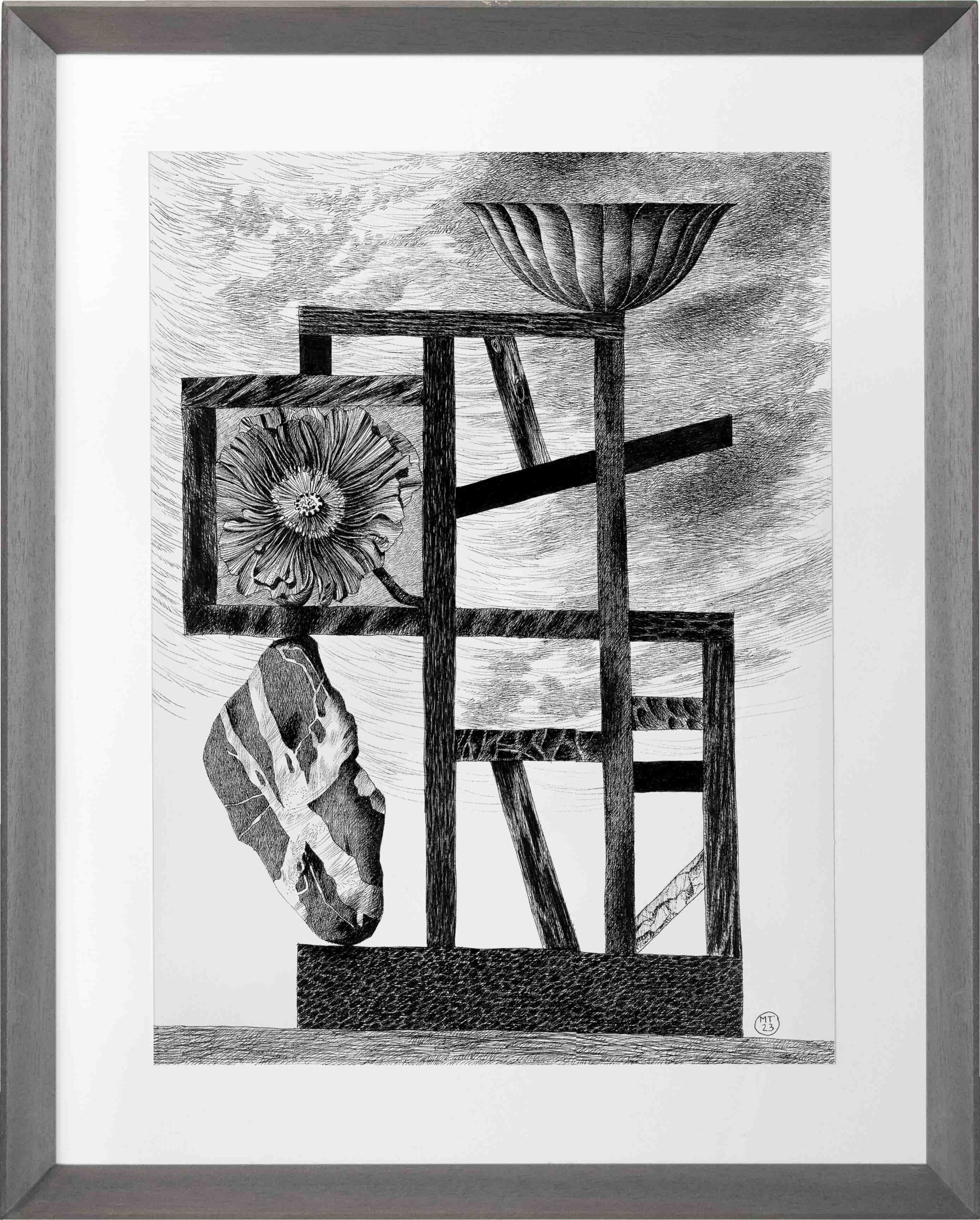 Drawings-Barricade 6-Mario-Trimarchi-Design-Framed-cornice-grey-ink on paper