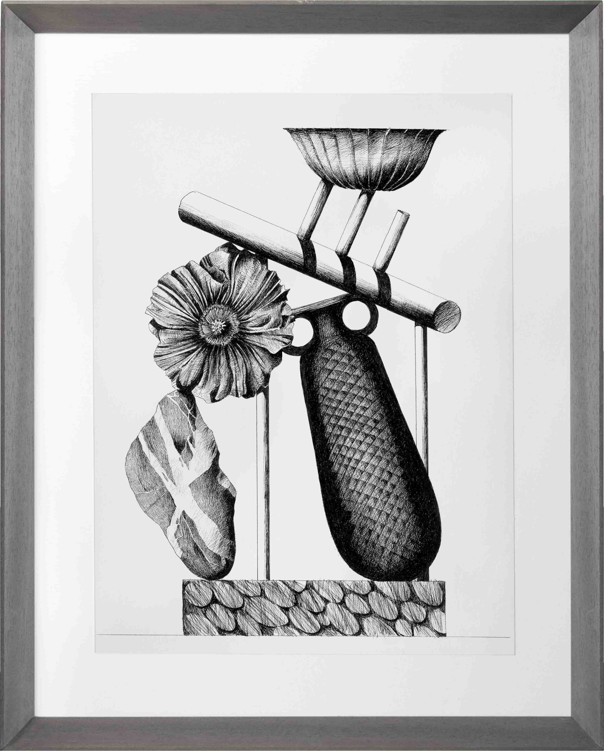 Drawings-Barricade 7-Mario-Trimarchi-Design-Framed-cornice-grey-ink on paper