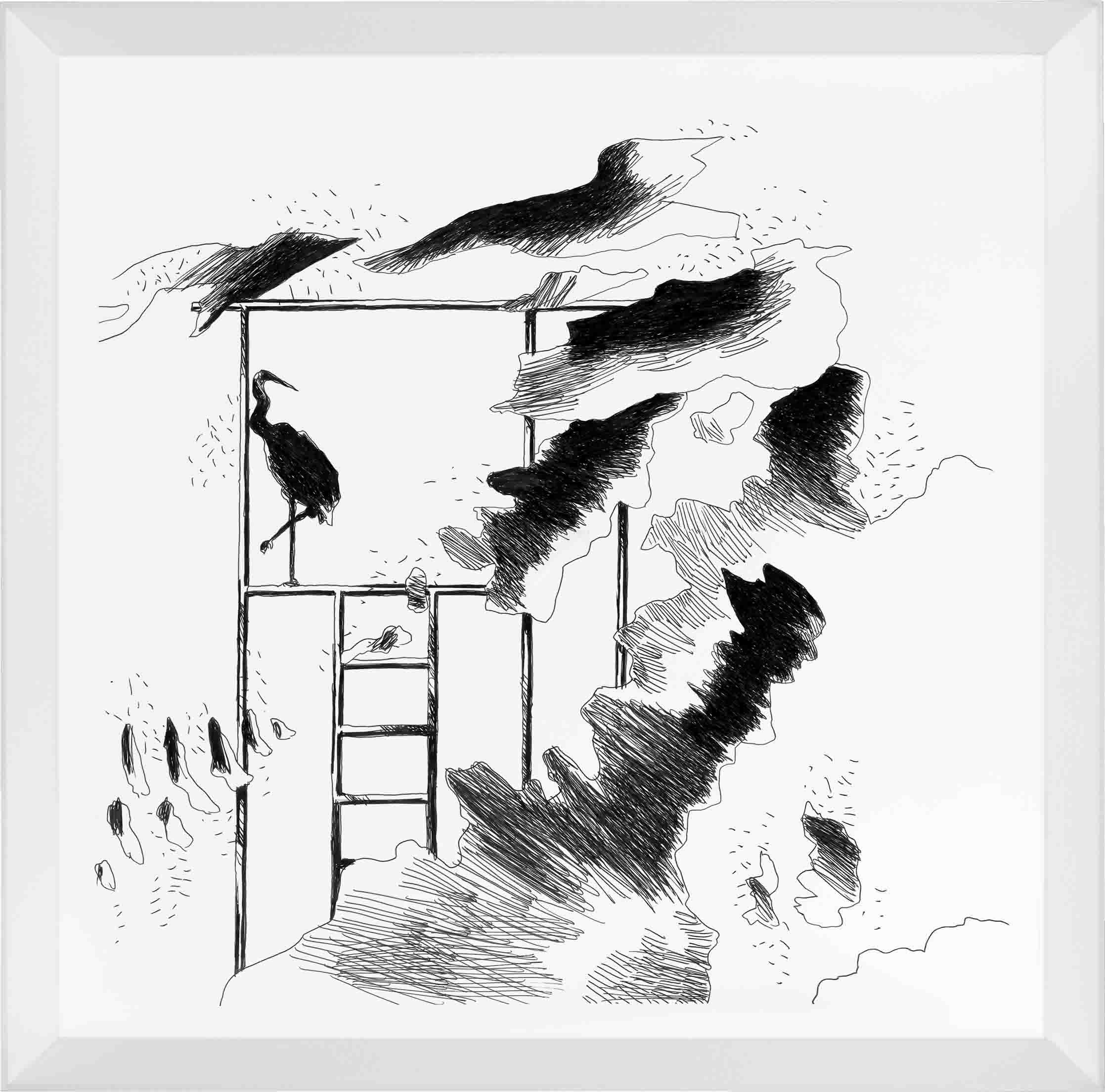 Drawings-Nuvole come Preghiere-La pioggia sul lago salato-Mario-Trimarchi-Design-cornice