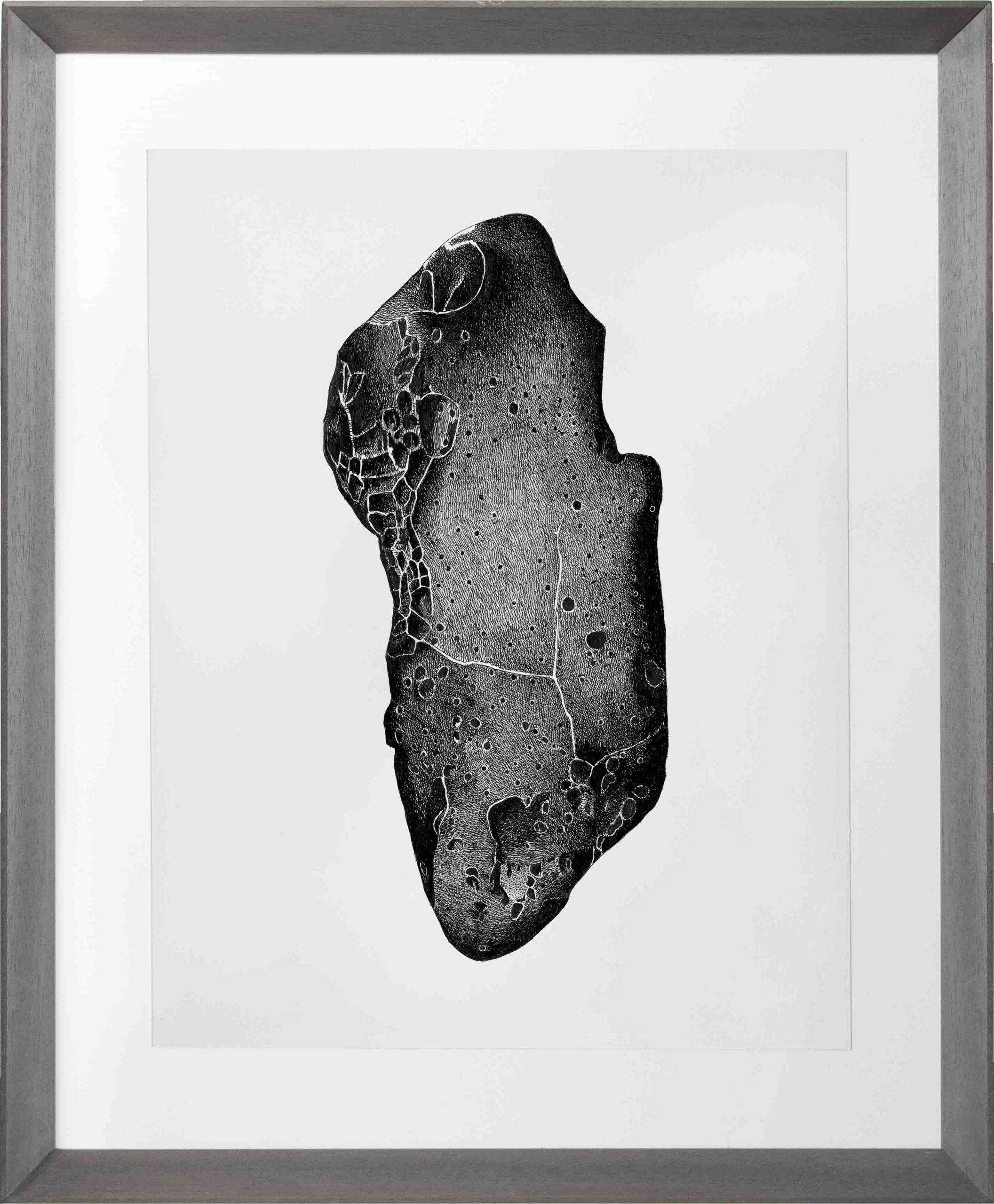 Drawings-Stone 14-Mario-Trimarchi-Design-Framed-cornice-black-grey-ink on paper