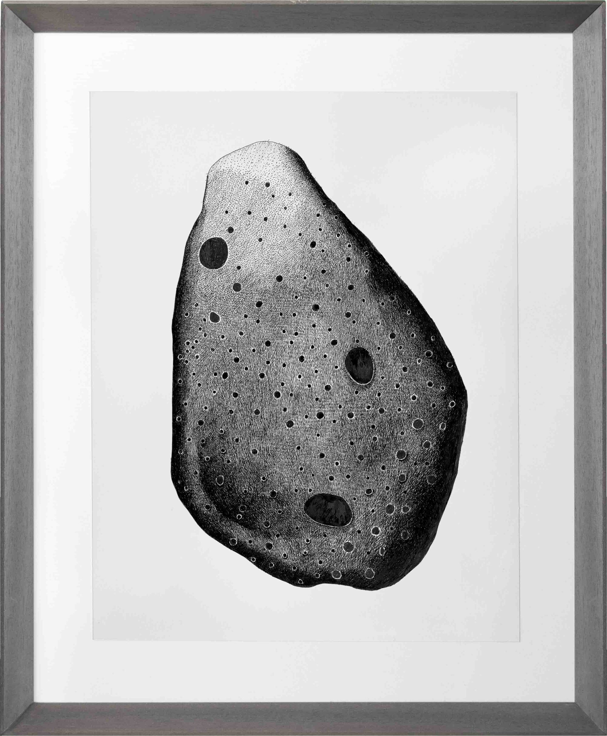 Drawings-Stone 3-Mario-Trimarchi-Design-Framed-cornice-black-grey-ink on paper