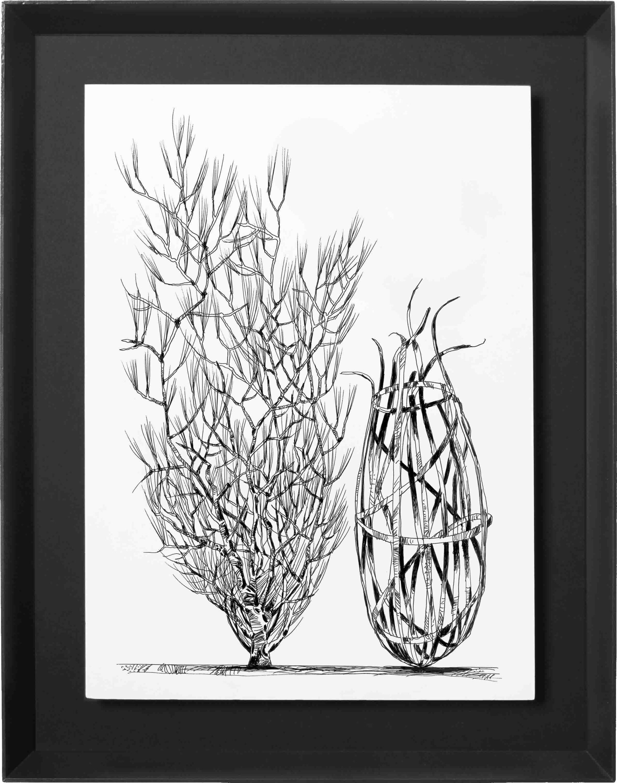 Drawings-The Wall 4-Mario-Trimarchi-Design-Framed-cornice-black-ink on paper_