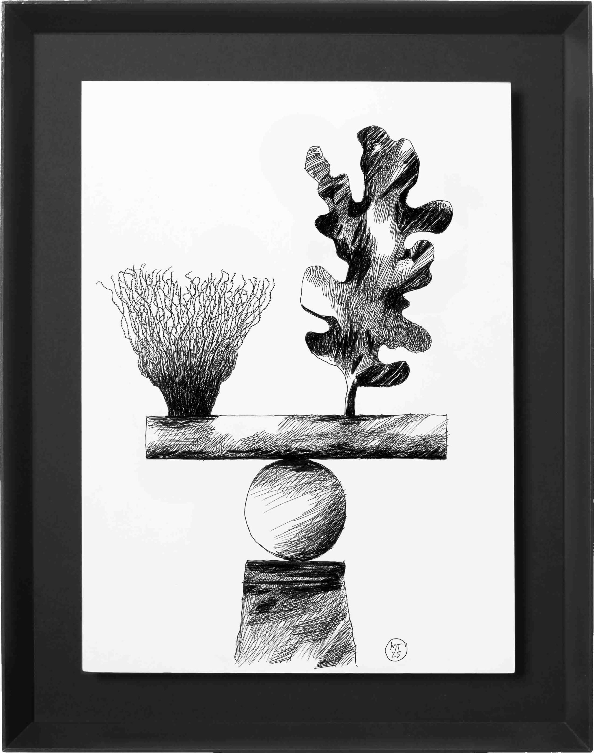 Drawings-The Wall 5-Mario-Trimarchi-Design-Framed-cornice-black-ink on paper_