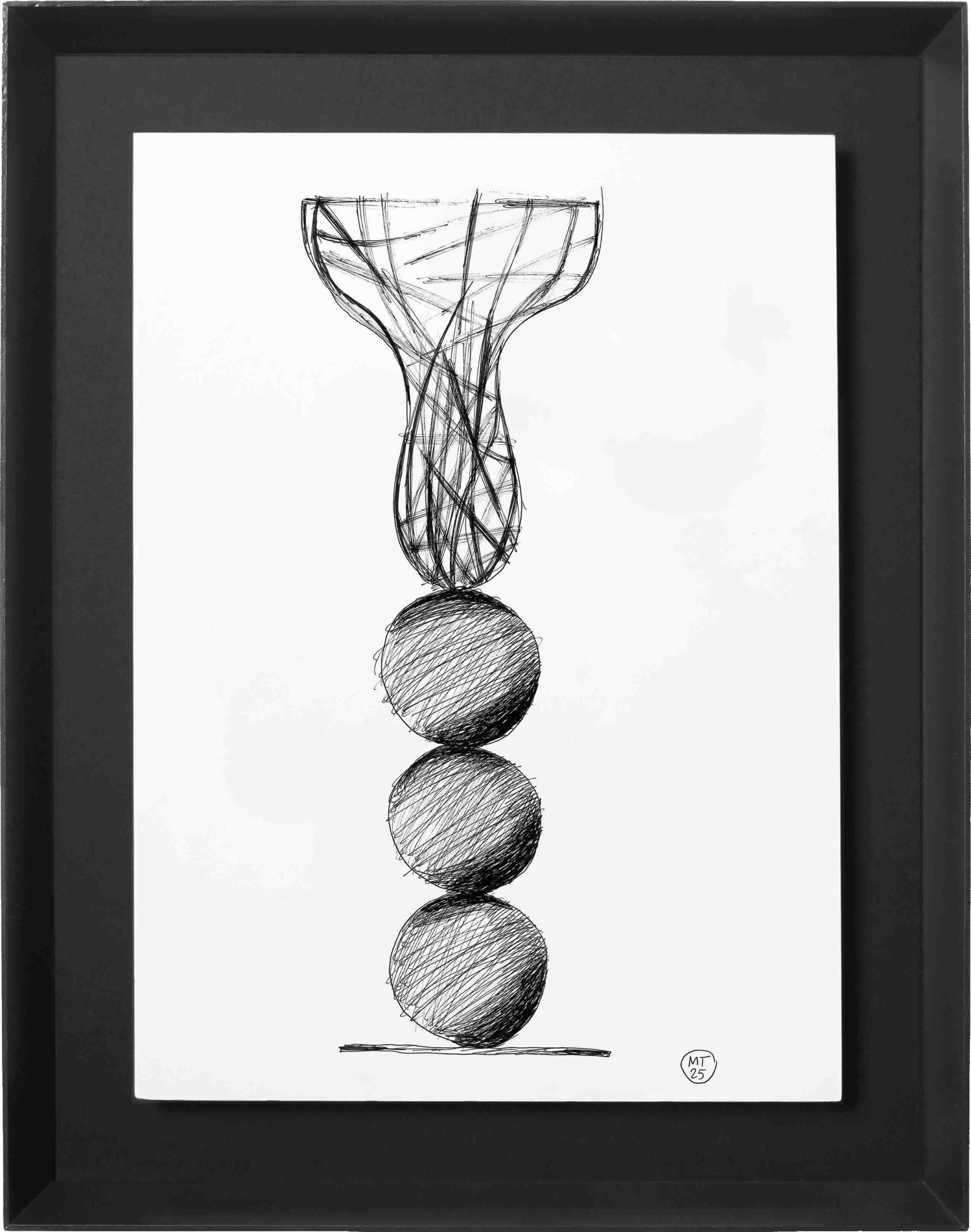 Drawings-The Wall 6-Mario-Trimarchi-Design-Framed-cornice-black-ink on paper