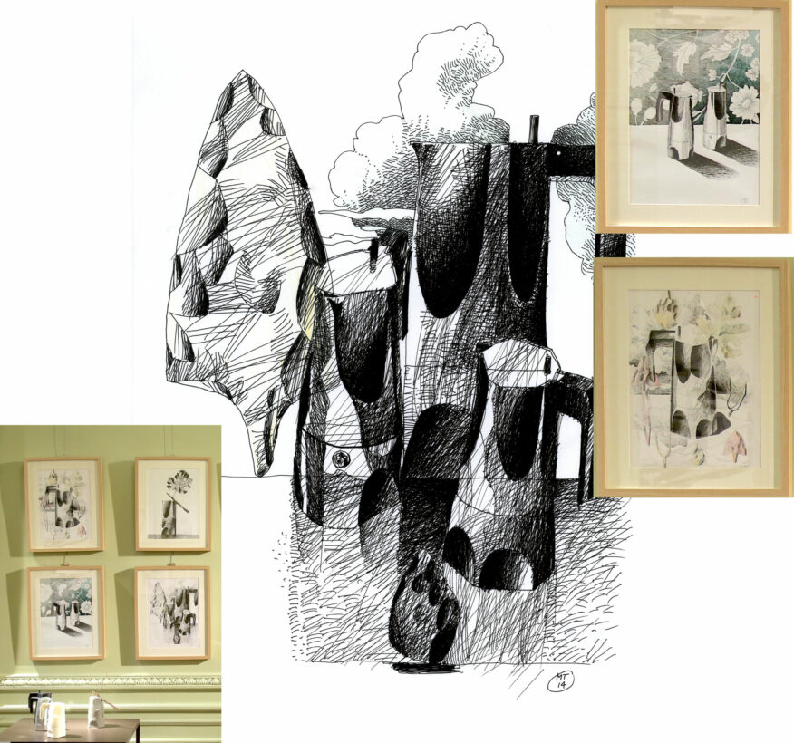 Ossidiana | Expresso Coffee Maker | Product Design | Art Drawing | Alessi | Mario Trimarchi Design Radical Exhibition of Ossidiana Art Drawings at Instituto Italiano di Cultura, Paris.